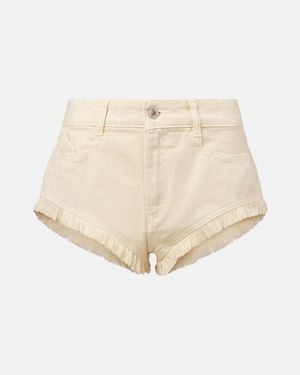 The Attico Fringed Cotton Canvas Shorts - Natural