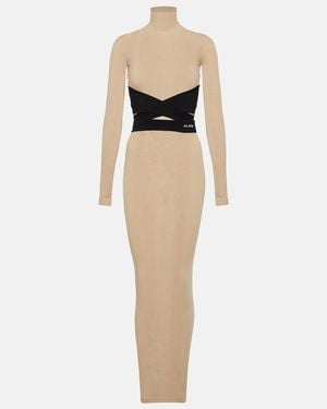 Alaïa Turtleneck Jersey Maxi Dress - Natural