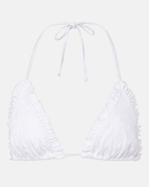 Chloé Broderie Anglaise Ruffled Bikini Top - White