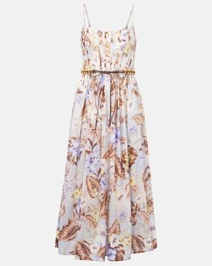 Zimmermann Rhiannon Floral Cotton Bustier Dress - White