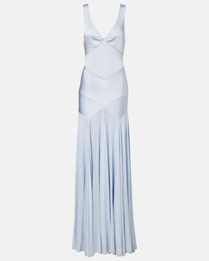 Self-Portrait Paneled Satin Gown - Blue