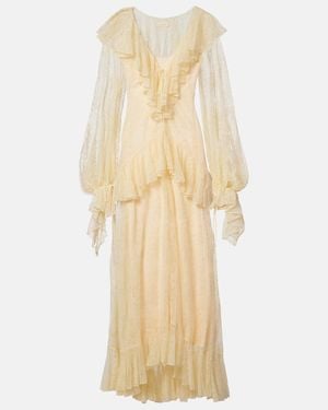 De La Vali Esen Ruffled Lace Maxi Dress - Natural