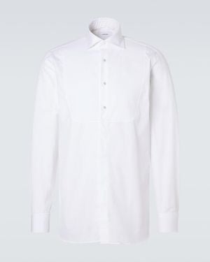Lardini Cotton Poplin Tuxedo Shirt - White
