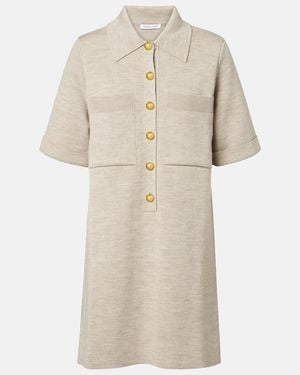 Veronica Beard Madden Knitted Wool Polo Dress - Natural