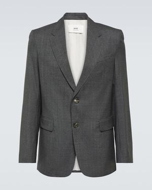 Ami Paris Virgin Wool Blazer - Grey