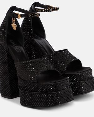 Versace Medusa Aevitas Embellished Platform Sandals - Black