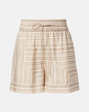 JOSEPH Laven Checked Silk Shorts - Natural