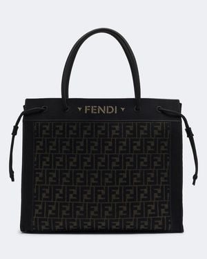 Fendi Magic Large Canvas Shopper - Black