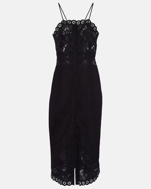 Isabel Marant Nelsane Cotton And Linen Midi Dress - Black