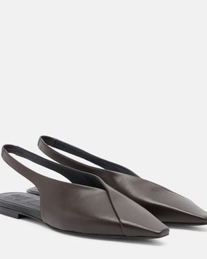 Brunello Cucinelli Leather Slingback Flats - Grey