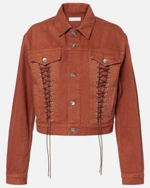 Rabanne Cropped Denim Jacket - Brown