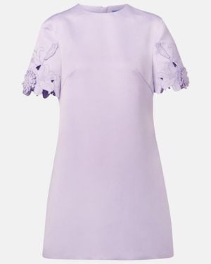 LEO LIN Aurie Floral-Applique Minidress - Purple