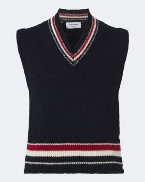 Thom Browne Wool And Mohair Jumper Vest - Blue