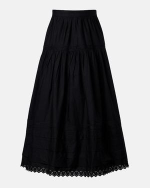 Doen Sebastiane Cotton Poplin Midi Skirt - Black