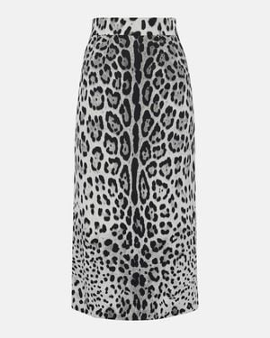 Dolce & Gabbana Dolce&Gabbana Leopard Print Silk Pencil Skirt - Black