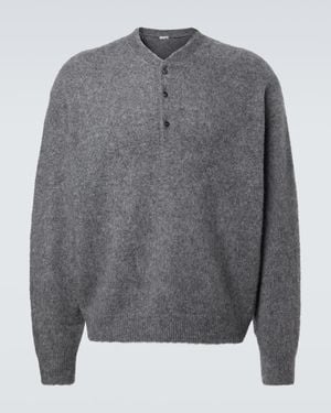 A.PRESSE Cashmere Henley Sweater - Gray