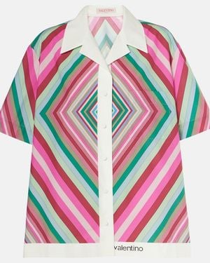 Valentino Printed Cotton Poplin Shirt - Pink