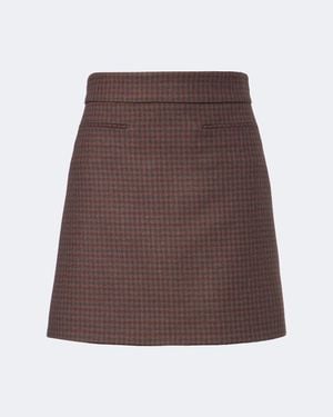 Gucci Checked Wool-Blend Miniskirt - Brown