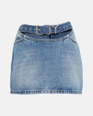 Y. Project Minifalda En Denim Con Aberturas - Azul
