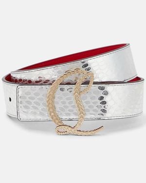 Christian Louboutin Cl 35Mm Metallic Leather Belt - White