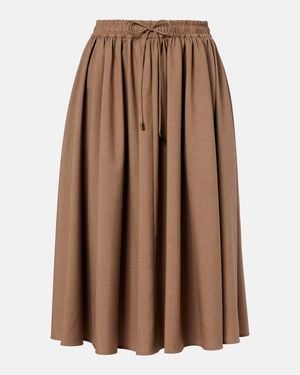 Max Mara Livrea Virgin Wool Midi Skirt - Brown