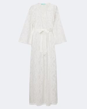 Melissa Odabash Nina Floral Sheer Lace Kaftan - White