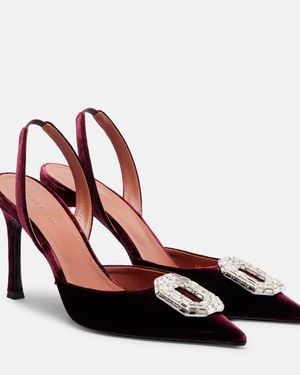 AMINA MUADDI Camelia 90 Velvet Slingback Pumps - Brown