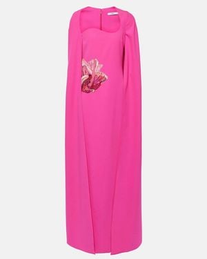 Safiyaa Mattia Caped Embellished Gown - Pink