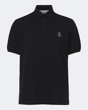 Brunello Cucinelli Polo De Pique De Algodon - Negro
