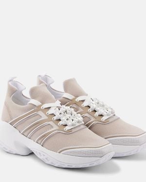 Roger Vivier Viv' Run Embellished Platform Sneakers - White