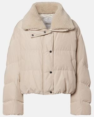Brunello Cucinelli Shearling-Trimmed Cotton-Blend Down Jacket - Natural