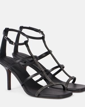 Brunello Cucinelli Leather Embellished Sandals 80 - Black