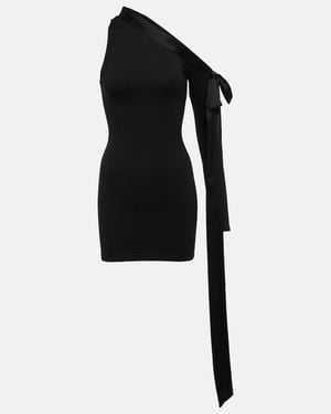 David Koma One-Shoulder Satin Minidress - Black