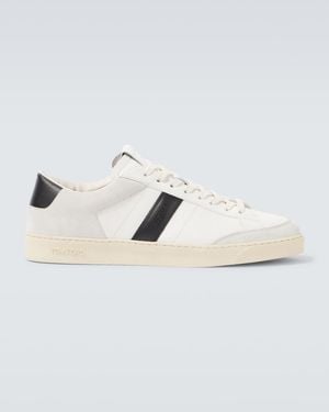 Tom Ford Suede-Trimmed Leather Trainers - Metallic