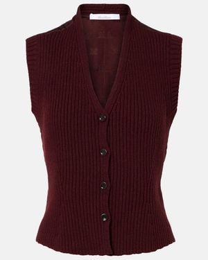 Max Mara Weste Madre Aus Einem Wollgemisch Mit Satin - Rot
