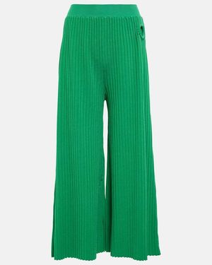 Stella McCartney Ribbed-Knit Culottes - Green