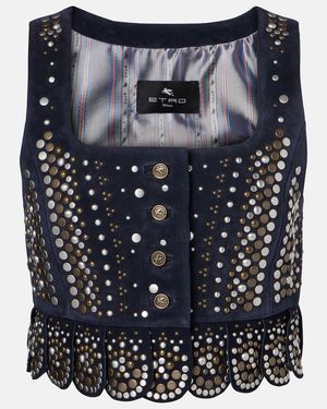 Etro Studded Suede Vest - Blue