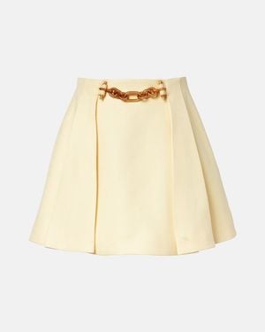 Balmain Chain-Detail Pleated Miniskirt - Natural