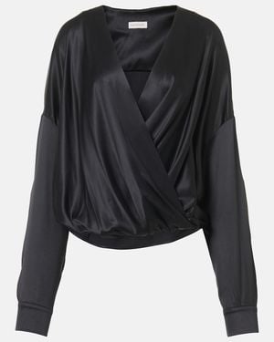 Dries Van Noten Silk-Blend Satin Blouse - Black