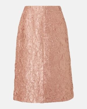 Dries Van Noten Lame Midi Skirt - Pink