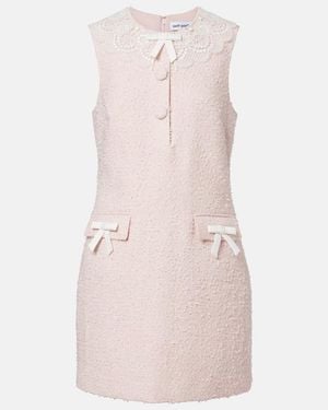 Self-Portrait Minikleid Aus Boucle Mit Spitze - Pink