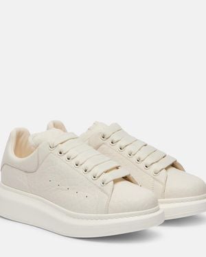 McQueen Leather Sneakers With Leather Heel - Natural