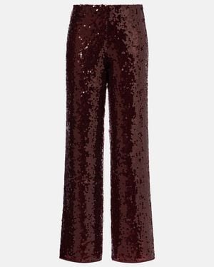 Oséree Marylin Sequined Wide-Leg Trousers - Red