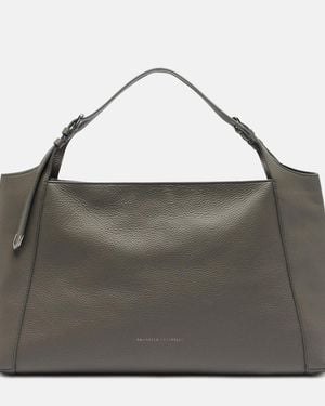 Brunello Cucinelli Medium Leather Shoulder Bag - Black