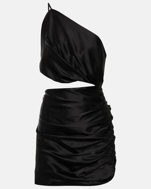 The Sei One-Shoulder Cutout Silk Minidress - Black