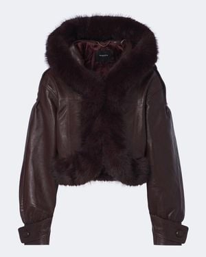 retroféte Jia Cropped Leather Jacket - Black