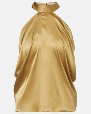 Nina Ricci Open-Back Silk-Blend Satin Top - Yellow