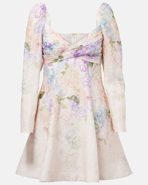 Zimmermann Linen Printed Mini Dress - Natural