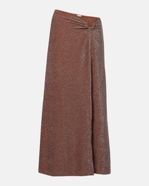 Johanna Ortiz Ring-Detail Midi Skirt - Brown