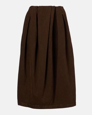Dries Van Noten Draped Denim Midi Skirt - Brown